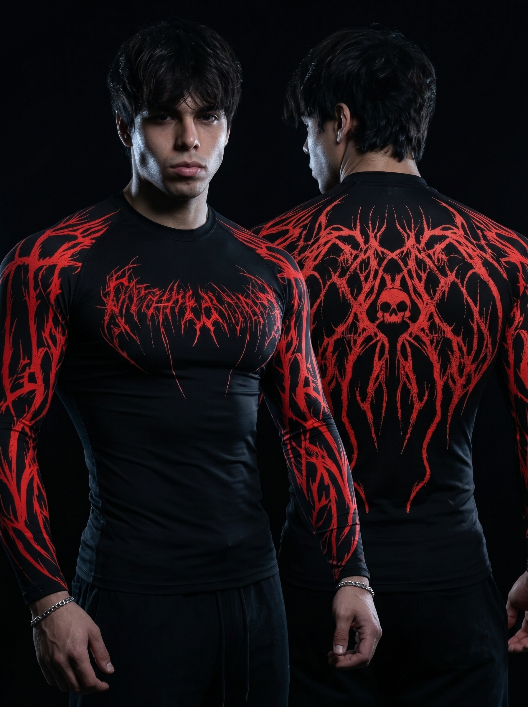 Compresión Breathedivinity Crimson Skull Carnage Red Manga Larga